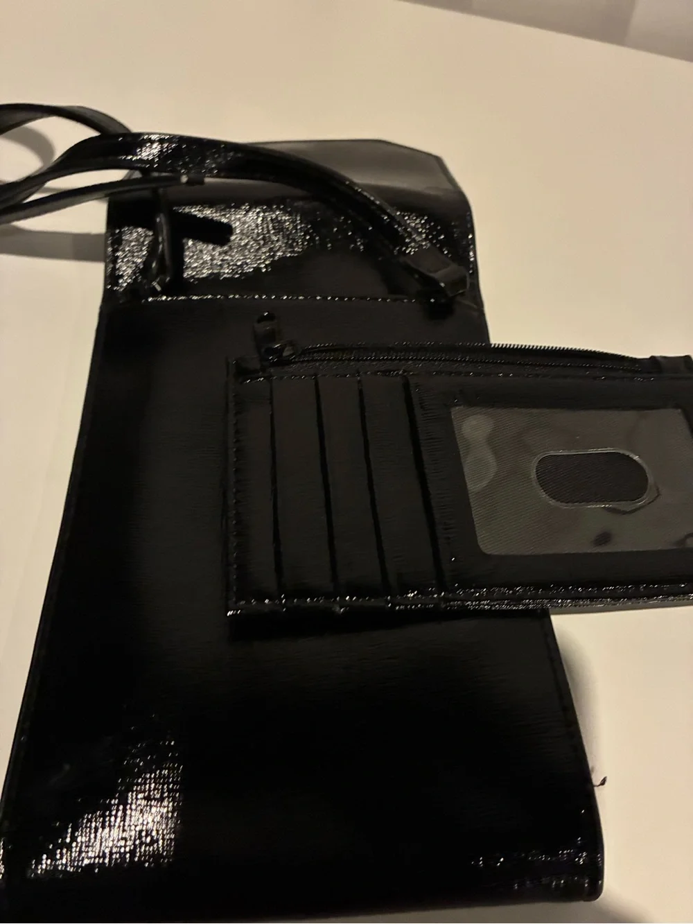 Nordstrom Black Mini Crossbody& Wallet set-Cardholder, ID window-Zip Pocket